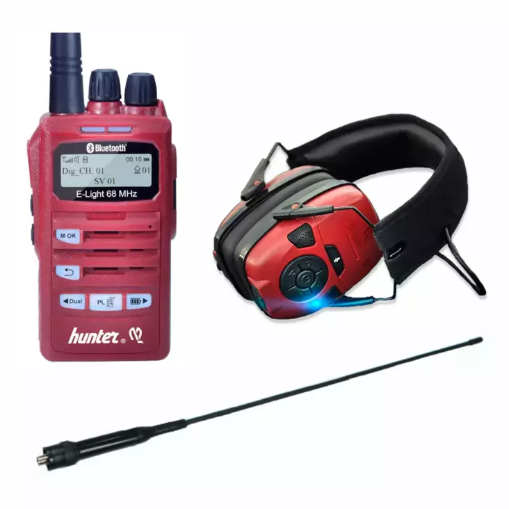 HUNTER E-LIGHT BLUETOOTH RHA68 + D-QUAD BT HEADSET + 2 ANTENNIA METSÄSTS VHF OIKEESTI LANGATON !!! TÄTÄ ON ODOTETTU - RHA68 TARJOUSPAKETIT - 140350 - 1