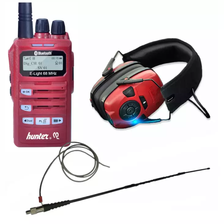 HUNTER E-LIGHT BT METSÄSTYS VHF + D-QUAD BT KUULEVAKUULOSUOJA + OPTIMOITU MAATASOANTENNI + PAMPPU - TÄYDELLINEN BLUETOOTH !!! - RHA68 TARJOUSPAKETIT - 140420 - 1