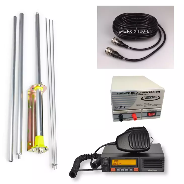 KYLÄRADIOPAKETTI AT-5189 RADIO + BM70 D ANTENNI + F7 VIRTALÄHDE + VÄLIKAAPELI (valittavissa) - Kyläradio RHA68 paketit 67-72MHz - 14027610 - 1