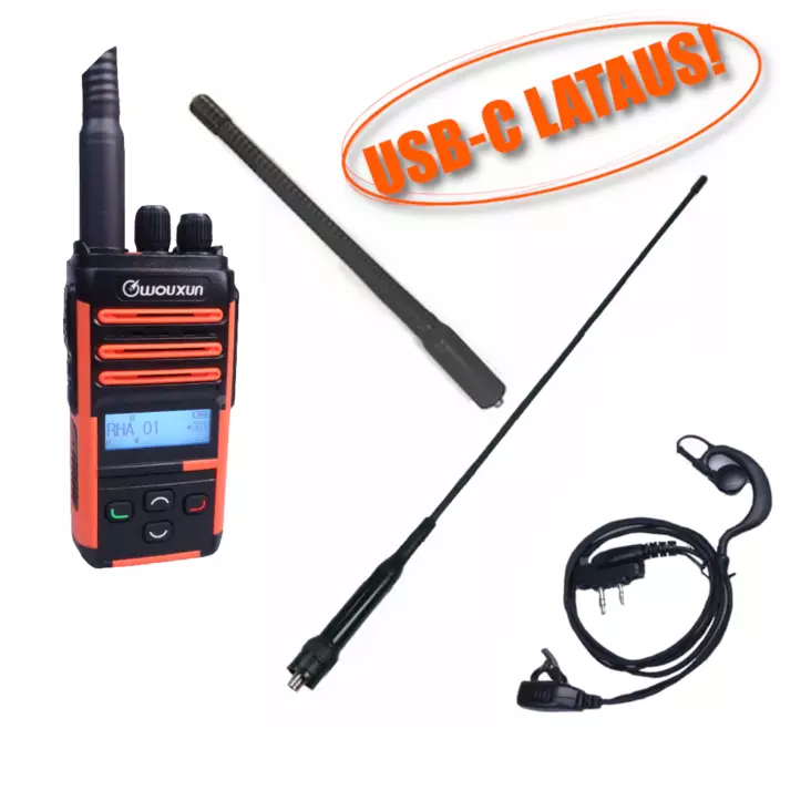 WOUXUN R59 RHA68 METSÄSTYS VHF + C-LENKKIHEADSET + 2 ANTENNIA + USB-C LATAUS - RHA68 TARJOUSPAKETIT - 140290 - 1