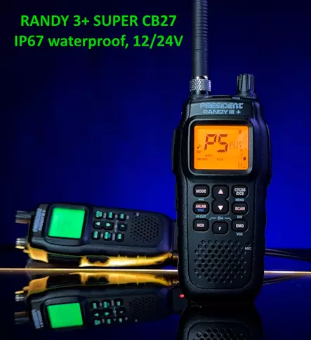 PRESIDENT RANDY III SUPER 12/24V CB27 LA KÄSIRADIOPUHELIN IP67, NYT UUTENA 12/24V ja IP67 VESITIIVEYS! - CB27 LA-radiopuhelimet 26-28 MHz - 201031 - 1