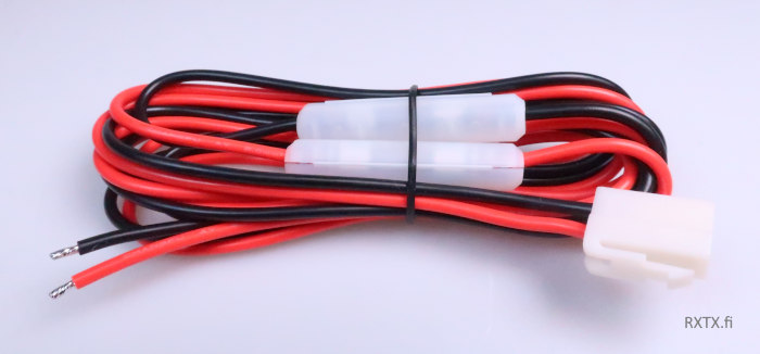 2m VIRTAKAAPELI T-LIITTIMELLÄ JA SULAKKEILLA 15A, ANYTONE, WOUXUN ... - Virta- ja välijohdot, sekä liittimet - 309021 - 1