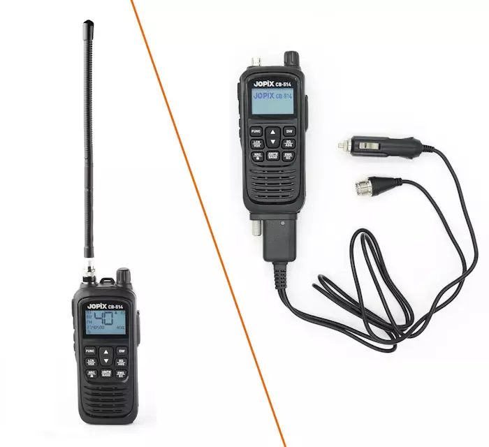 JOPIX CB514 NRC LA-KÄSIPUHELIN USB-C LADATTAVALLA AKULLA + CARKIT 12V SUORASYÖTTÖSARJALLA - CB27 LA-radiopuhelimet 26-28 MHz - 201051 - 1