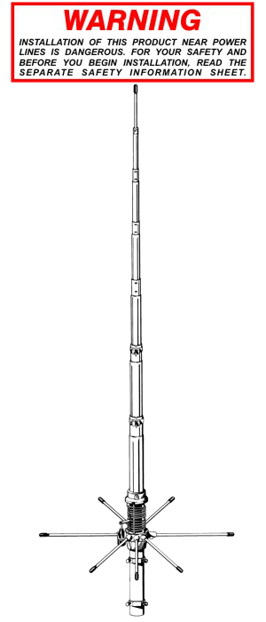 SIRIO 827 MEGARANGE 5/8 TUKIASEMA-ANTENNI CB27 DX 6,7m - CB tukiantennit 26-30MHz - 503002 - 1