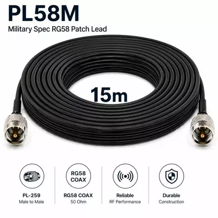 15m RG58 MIL SPEC UHF VÄLIKAAPELI - Koaksiaalivälikaapelit - 703123 - 1