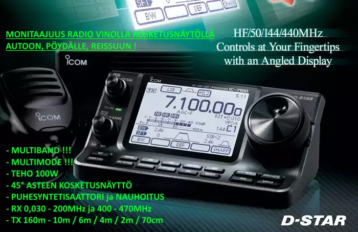 ICOM IC-7100 MULTI BAND HF / 6m / 4m / 2m / 70cm RX 0,03 - 199MHz ja 400 - 470MHz, DSTAR, DSP - HF radioamatööriradiot 0,5-30MHz - 101004 - 1
