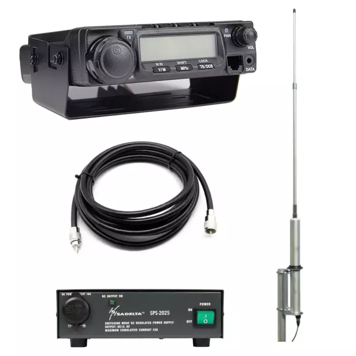 TUKIASEMA ANYTONE AT-588 + SIRIO CX4 + SADELTA SPS2025 + RG213 KAAPELI 25m - RHA68 TARJOUSPAKETIT - 140704 - 1