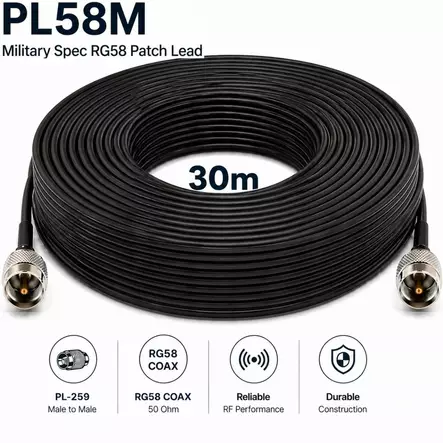 30m RG58 MIL SPEC UHF (M) VÄLIKAAPELI - Koaksiaalivälikaapelit - 703095 - 2