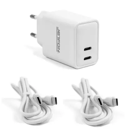 DUAL USB-C SEINÄLATURI 10W KAHDELLA 100cm USB-C KAAPELILLA - Virtalähteet - 302135 - 1