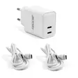 DUAL USB-C SEINÄLATURI 10W KAHDELLA 100cm USB-C KAAPELILLA - Virtalähteet - 302135 - 1