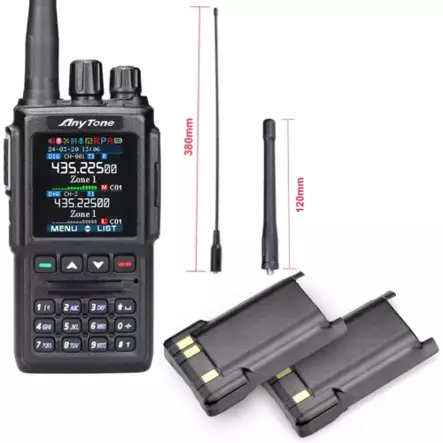 ANYTONE AT-D168UV DMR 2m/70cm DUALBAND DIGITALI RA-KÄSIRADIO 2 x AKKU + 2 x ANTENNI - 4m/2m/70cm amatööriradiot 70-434MHz - 104046 - 1