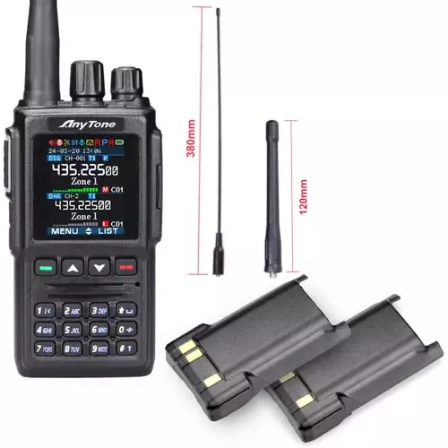 ANYTONE AT-D168UV DMR 2m/70cm DUALBAND DIGITALI RA-KÄSIRADIO 2 x AKKU + 2 x ANTENNI - 4m/2m/70cm amatööriradiot 70-434MHz - 104046 - 1