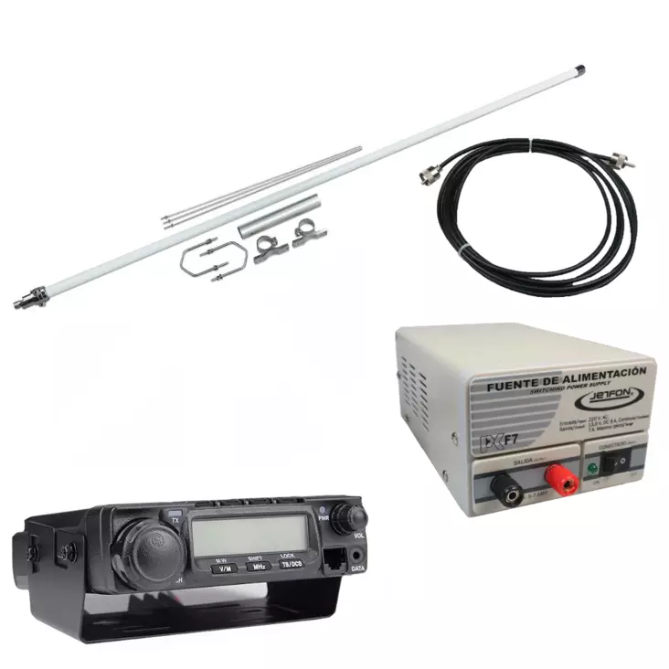 RHA68 TUKIASEMA-PAKETTI AT-588 RADIO + BM4 ANTENNI + F7 PWR + RG8 15m KAAPELI - Kyläradio RHA68 paketit 67-72MHz - 140676 - 1