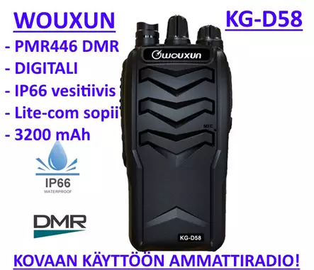 WOUXUN KG-D58 DMR DIGITALI / ANALOGI PMR446 PELTOR LITE-COM YHTEENSOPIVA AMMATTIRADIOPUHELIN - PMR446 AMMATTIRADIOPUHELIMET - 207057 - 1