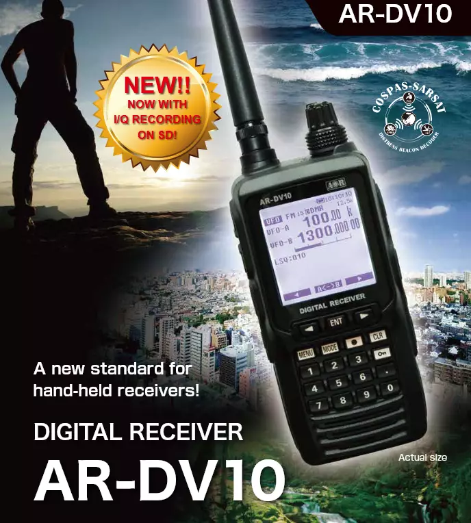 AOR AR-DV10 DIGITAL RADIOSKANNERI 0,1 - 1300MHz NXDN, dPMR, DMR, D-STAR, TETRA, "SDR" VESITIIVIS IPX5 - Radioskannerit 0,5-3000MHz - 402017 - 1