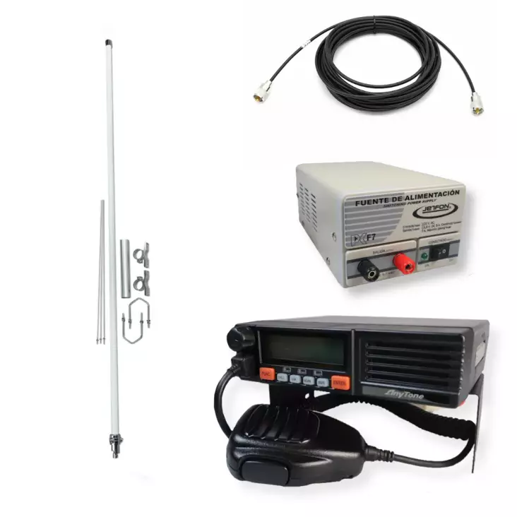 RHA68 TUKIASEMA AT-5189 RADIO + BM4 TUKIANTENNI + F7 VIRTALÄHDE + 20m VÄLIKAAPELI - Kyläradio RHA68 paketit 67-72MHz - 140678 - 1