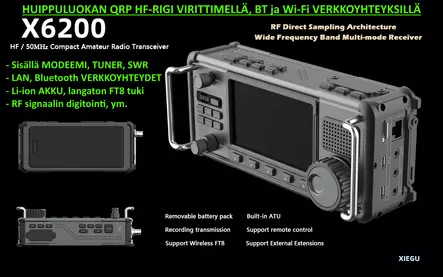 XIEGU X6200 HF + 6m SDR RADIO SSB/CW/AM/FM/WFM/RTTY Airband ja WFM RX, TUNER, BT, Wi-Fi, ETÄOHJAUS, ... - HF radioamatööriradiot 0,5-30MHz - 101019 - 1