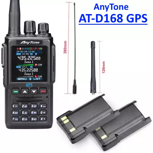 NEW 2026! ANYTONE AT-D168UV PRO GPS DMR 2m/70cm DUALBAND DIGITALI RA-KÄSIRADIO 2 x AKKU + 2 x ANTENNI - 4m/2m/70cm amatööriradiot 70-434MHz - 104046GPS - 1